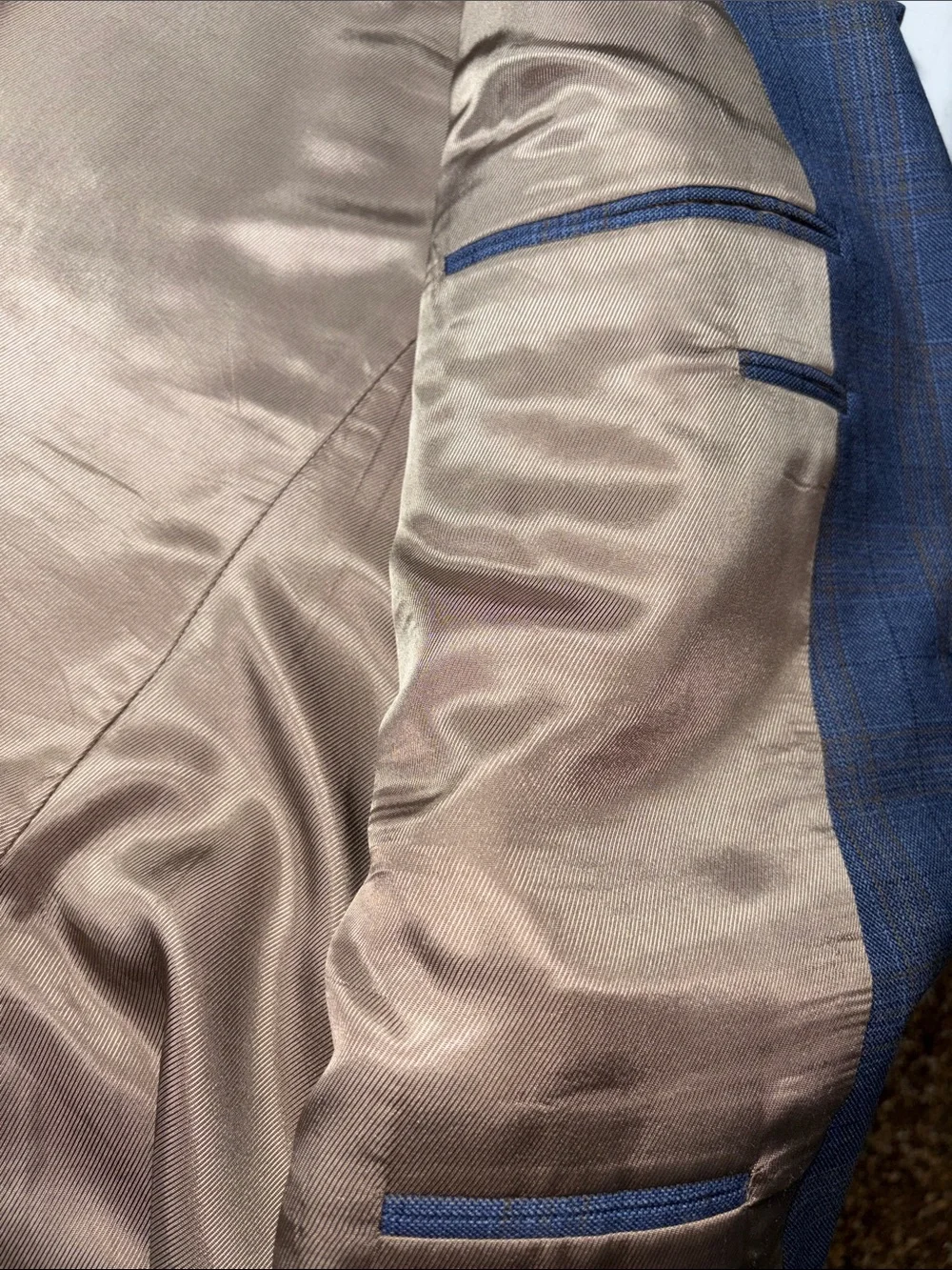 Jack Victor Blue Sport Coat with Tan Windowpane